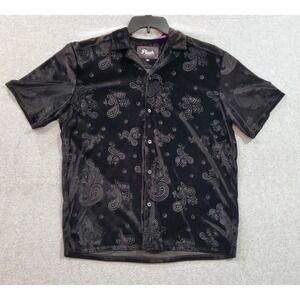 Plush Drill Clothing Co Mens‎ Black Short Sleeve Button Up Shirt Size Small